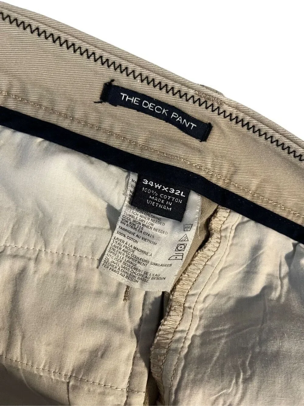 Nautica “The Deck Pant” 100% cotton tan khakis - 34x32